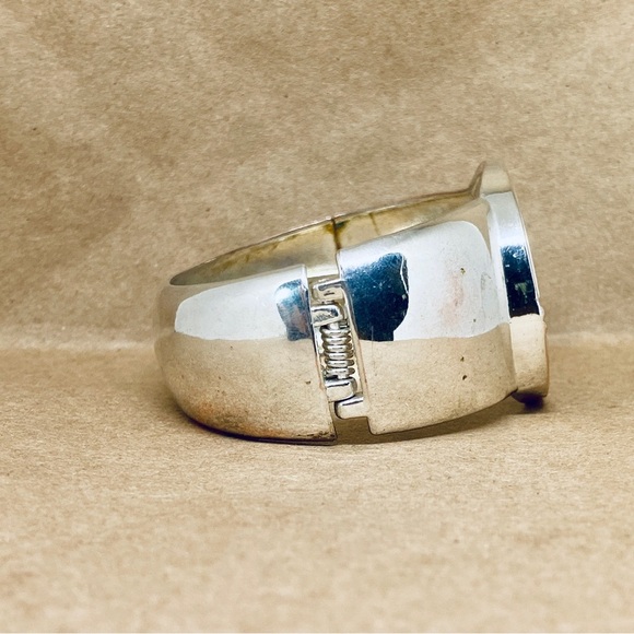 Onyx, Abalone & Jasper Inlay on Silver Plated Cuff Bracelet - Picture 7 of 8